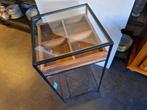 Tof hoog tafeltje met glasplaat en bakje eronder, Ophalen, Glas, Onbekend, 50 tot 100 cm