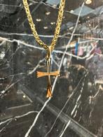 14k gouden koningsketting 65 cm met kruis, Ophalen of Verzenden, Nieuw, Goud