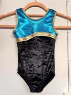 Maat 122 Nieuw turnpakje Velours zwart / blauw / goud, Blauw, Nieuw, Turnpak(je), Kindermaat 122 t/m 140