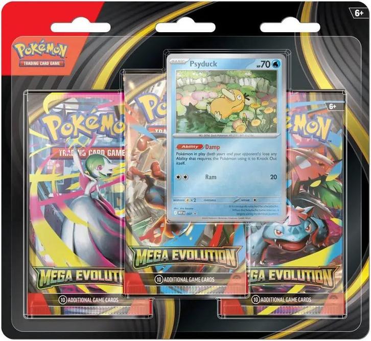 Pokémon TCG Mega Evolution 3-Pack - Psyduck, Hobby en Vrije tijd, Verzamelkaartspellen | Magic the Gathering, Nieuw, Booster, Ophalen of Verzenden