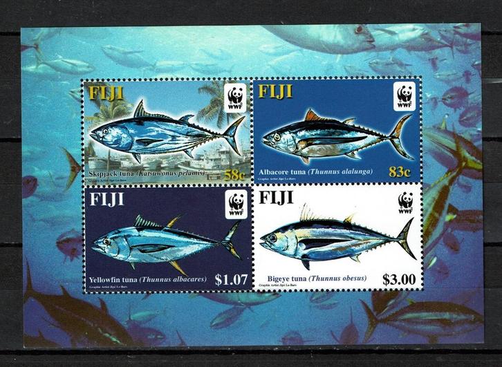 fiji 2005 pf wwf blok tonijn vissen zeeleven fishes, Postzegels en Munten, Postzegels | Thematische zegels, Postfris, Dier of Natuur