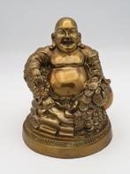 Lachende boeddha met goudklompen en munten brons beeld, Huis en Inrichting, Woonaccessoires | Boeddhabeelden, Ophalen of Verzenden