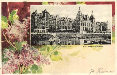 Amsterdam - Het Centraal-Station. - 1901 gelopen, Verzamelen, Ansichtkaarten | Nederland, Gelopen, Noord-Holland, Voor 1920, Ophalen of Verzenden