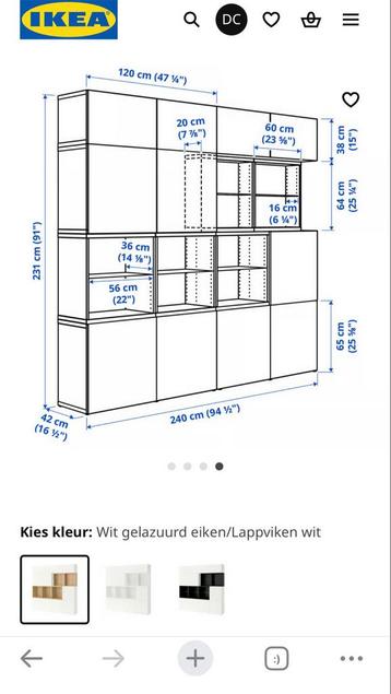 Grote IKEA BESTA Wandkast - Wit geolied eiken - afbeelding 1