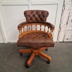 Chesterfield Bureaustoel bruin vintage leer NIEUW, Ophalen of Verzenden, Nieuw, Leer