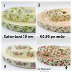 Katoen band. 15 mm €0,50 pmtr., Hobby en Vrije tijd, Naaien en Fournituren, Nieuw, Ophalen of Verzenden, Lint, Band of Elastiek