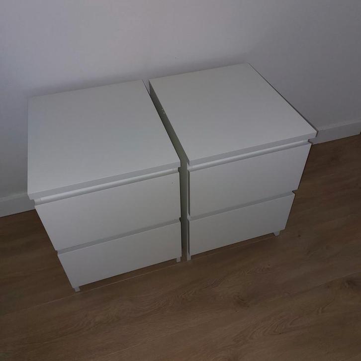 2x IKEA Malm nachtkastjes wit (goede staat!), Huis en Inrichting, Kasten | Ladekasten, Gebruikt, Minder dan 100 cm, Minder dan 50 cm