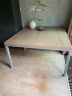 Design eettafel rvs onderstel noten fineer, Ophalen, 200 cm of meer, 50 tot 100 cm, Zo goed als nieuw