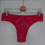 Fel rode string / slip met rits, lak - mt XL, Kleding | Dames, Verzenden, Rood, String