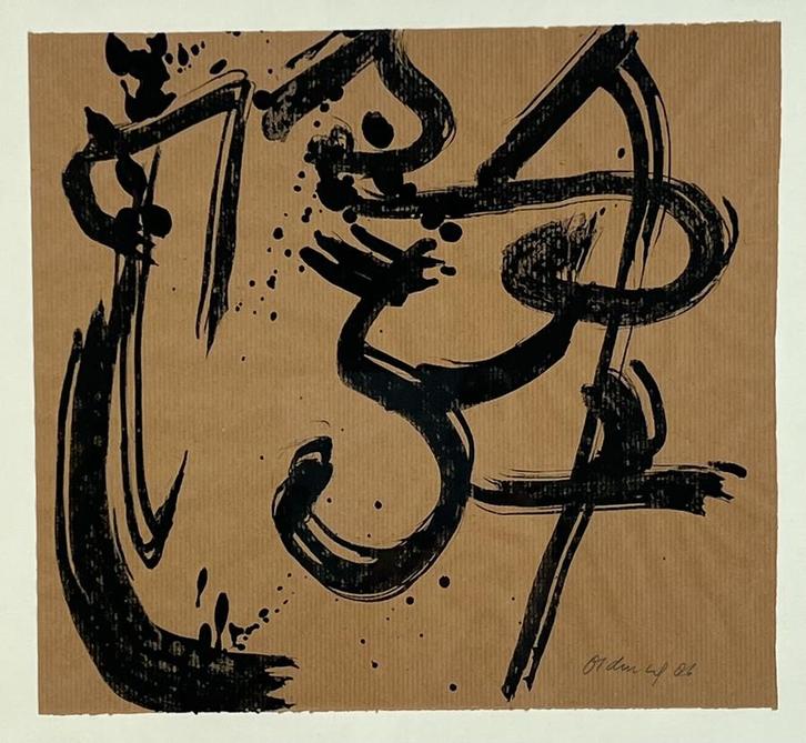 Erik Oldenhof (1951) Tekening Inkt " Comp Abstract " Ges Ged, Antiek en Kunst, Kunst | Schilderijen | Modern, Ophalen of Verzenden