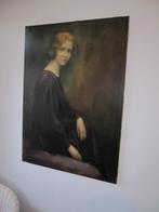 Schilderij Ignace Kennis, dame in aubergine grijs/groentint, Antiek en Kunst, Ophalen