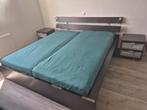 Tweepersoons Ikea HOPEN-bed met bedlampjes en nachtkastjes, Ophalen, Gebruikt, Overige kleuren, Tweepersoons