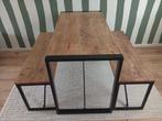 Eettafel van Mangohout met bankjes! MOET NU WEG!, Ophalen, Zo goed als nieuw, Modern industrieel landelijk western vintage cottage