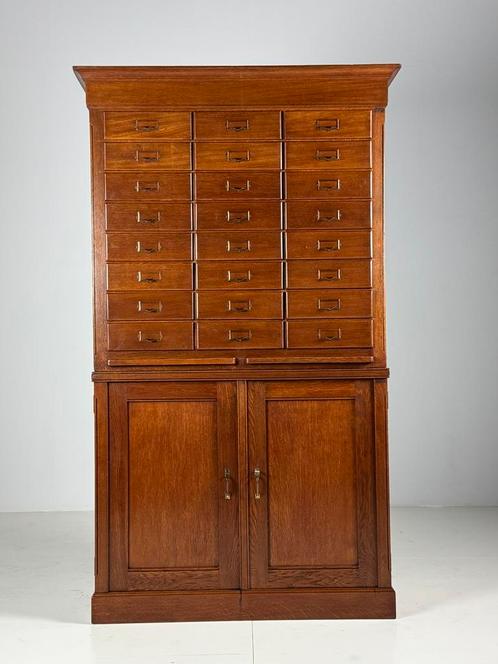 Apothekerskast Archiefkast antiek eiken ca. 1900, Huis en Inrichting, Kasten | Ladekasten, Gebruikt, 25 tot 50 cm, Eikenhout, 5 laden of meer