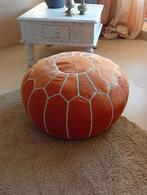 Bijna nieuwe oranje marokkaanse poef, Huis en Inrichting, Ophalen, Zo goed als nieuw, 50 tot 75 cm, 50 tot 75 cm