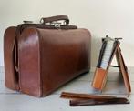 Antieke Franse leren tas dokterstas met toilettas, Antiek en Kunst, Ophalen of Verzenden