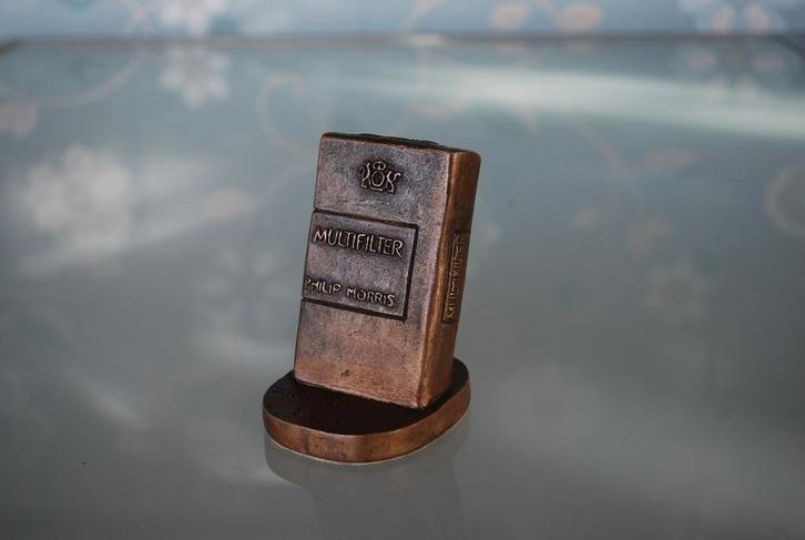 Tabak Reclame Philip Morris Sigaret Brons Vintage, Antiek en Kunst, Curiosa en Brocante, Ophalen of Verzenden