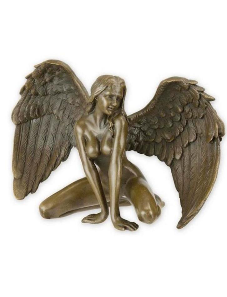 Bronzen Engel Beeldje - Klein, Antiek en Kunst, Kunst | Beelden en Houtsnijwerken, Ophalen of Verzenden