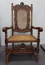 Vintage rieten leunstoel - 19de eeuw, Antiek en Kunst, Antiek | Meubels | Stoelen en Banken, Ophalen
