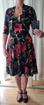 Floral retro swing dress fitted Vintage Chic for Top Vintage, Top Vintage, Zwart, Nieuw, Ophalen of Verzenden