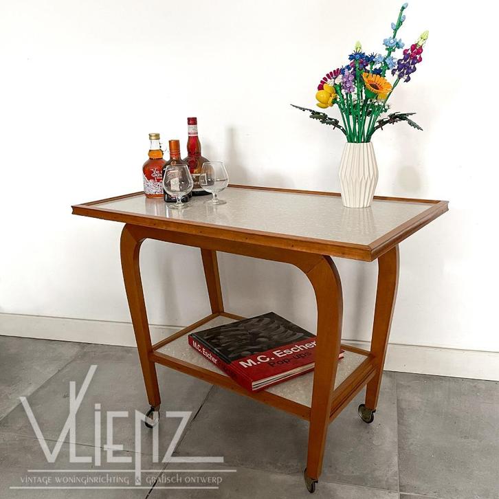 Vintage, Mid Century trolley, theewagen, serveerwagen, Huis en Inrichting, Barren, Gebruikt, Ophalen