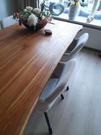mango kleur eettafel massief hout met stalen frame, Ophalen, Gebruikt, 50 tot 100 cm, Vijf personen of meer