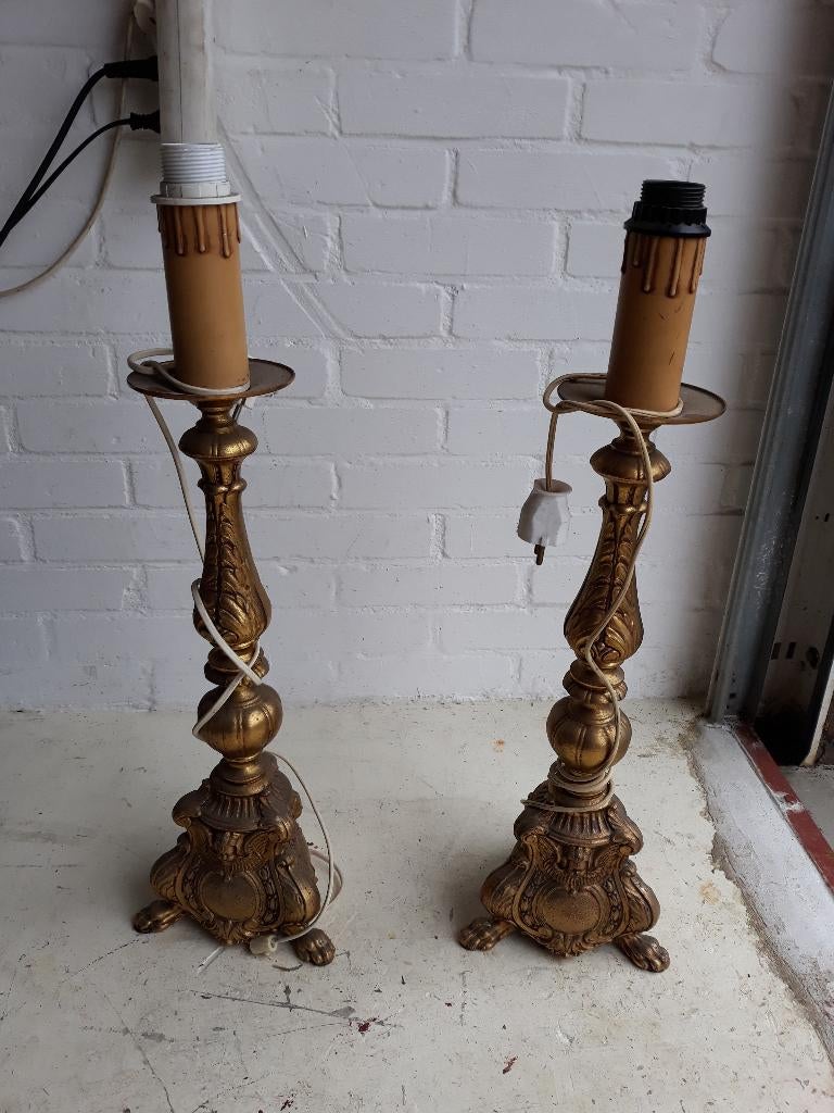 2 massief koperen kandelaars. Hoogte 65 cm., Ophalen of Verzenden, Koper of Brons