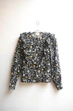 Sézane Roby blouse overhemd ruches volants bloemen XS 34, Zwart, Zo goed als nieuw, Maat 34 (XS) of kleiner, Sézane