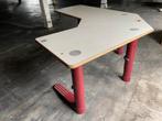 Hoek bureau of werktafel jaren 80 - houten blad - aluminium, Ophalen, In hoogte verstelbaar, Gebruikt