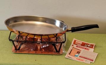 Spring vintage koperen flambé, gourmet warmer,ovale pan Nieu beschikbaar voor biedingen