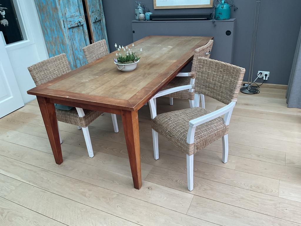 Kersen eettafel 100x220 - Opknapper, Huis en Inrichting, Tafels | Eettafels, Gebruikt, 200 cm of meer, Vijf personen of meer, Kersenhout