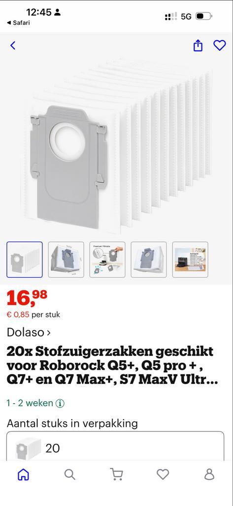 10 stuks Roborock Stofzuigerzakken - (Q5+, Q7+,S7 MaxV, S8+), Witgoed en Apparatuur, Stofzuigers, Nieuw, Robotstofzuiger, Ophalen of Verzenden