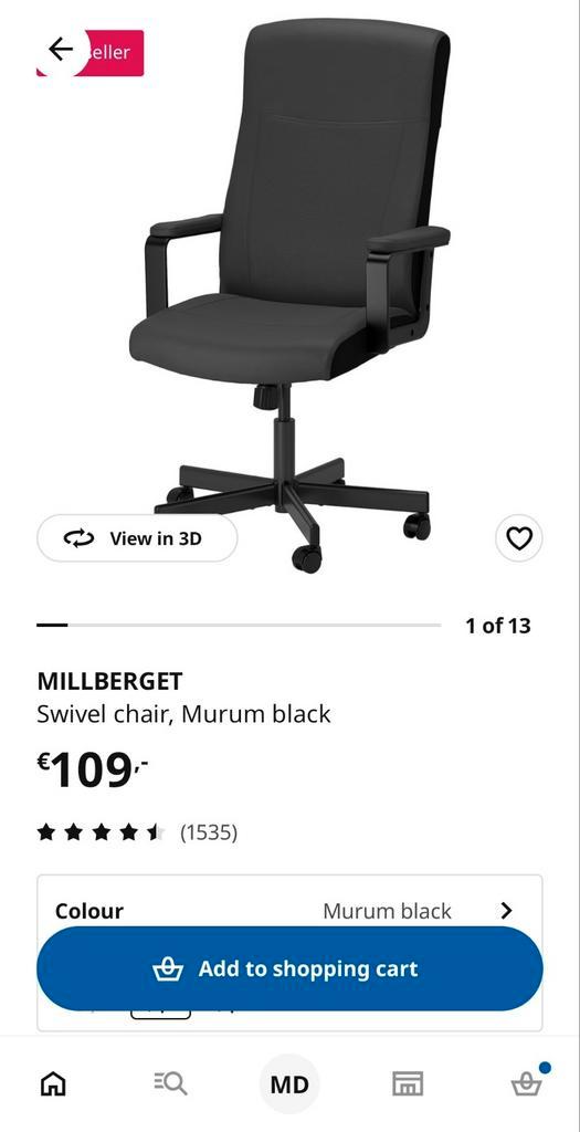 Comfortabele bureaustoel, Huis en Inrichting, Fauteuils, Gebruikt, Kunststof, Leer, Metaal, Stof, 50 tot 75 cm, Minder dan 75 cm