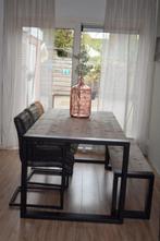 Eettafel steigerhout met robuust stalen frame (TIP!), Ophalen of Verzenden, Nieuw, Industrieel, 4 tot 6 stoelen