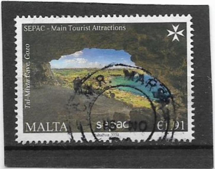 Malta 2024 Tourism Attractions Tal-mixta Cave SEPAC €1,91, Postzegels en Munten, Postzegels | Europa | Overig, Gestempeld, Malta