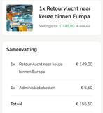Retourvlucht voor 2 personen met handbagage., Tickets en Kaartjes, Twee personen, Cadeaubon