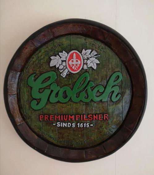 GROLSCH PUBBORD Ø 36CM (6cm dik), Verzamelen, Biermerken, Nieuw, Reclamebord, Plaat of Schild, Grolsch, Ophalen of Verzenden