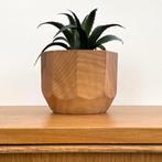 bijzondere vintage houten BLOEMPOT walnoothout Mid Century, Ophalen of Verzenden, Gebruikt