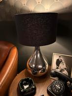 Leuke zilverkleurige lamp met zwarte kap, Ophalen of Verzenden, Gebruikt, Minder dan 50 cm