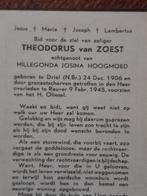 Bidprent front Reuver 1945 Van Zoest, Ophalen of Verzenden, Nederland