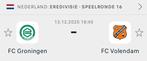 Fc Groningen - Volendam, Tickets en Kaartjes, Twee personen