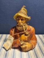 Vintage wassen beeldje bebaarde man met pijp, Verzenden, Zo goed als nieuw, Mens