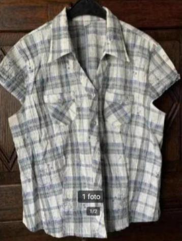 Geruite blouse, bloes, bloesje met korte mouw; maat 44 beschikbaar voor biedingen