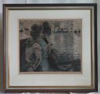 A.H. Schram (1864-1919) - 2 vrouwen aan het kanaal - 1899, Antiek en Kunst, Kunst | Litho's en Zeefdrukken, Ophalen