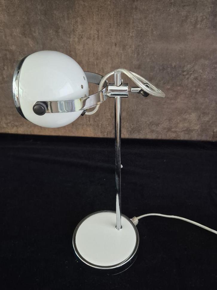 Vintage - Tafellamp - Bureaulamp - Eyeball lamp - Space- Wit, Huis en Inrichting, Lampen | Tafellampen, Gebruikt, Minder dan 50 cm