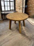 Vintage brutalist houten ronde eettafel / tafel, Ophalen, Gebruikt, Rond, 100 tot 150 cm