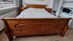 Grenenhout bed met 2 verstelbare lattenbodems, Ophalen, Gebruikt, Tweepersoons, Grenen
