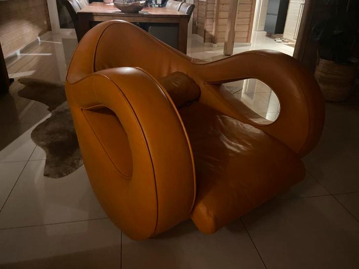 Bretz Rider oranje leder!, Huis en Inrichting, Fauteuils, Gebruikt, Leer, 75 tot 100 cm, 125 tot 150 cm, Ophalen of Verzenden