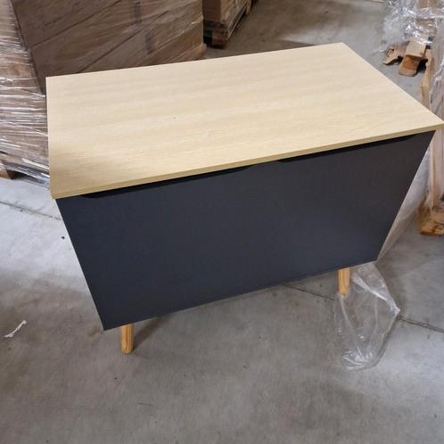 Nieuwe Opbergkist - Licht Hout & Donkergrijs, Huis en Inrichting, Woonaccessoires | Kisten, Nieuw, 50 tot 75 cm, 50 tot 75 cm