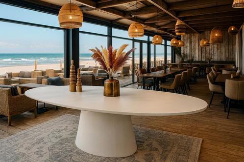 Eettafel Elli ovaal Modern 250cm wit met extra 60%Korting, Huis en Inrichting, Tafels | Eettafels, Nieuw, 200 cm of meer, 200 cm of meer